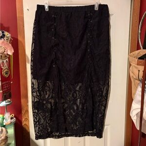 SHEIN Black Lace Midi Skirt
